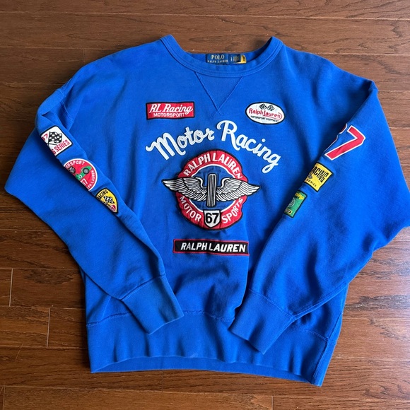 Ralph Lauren Blue Motor Racing Crewneck Sweater - Picture 2 of 8